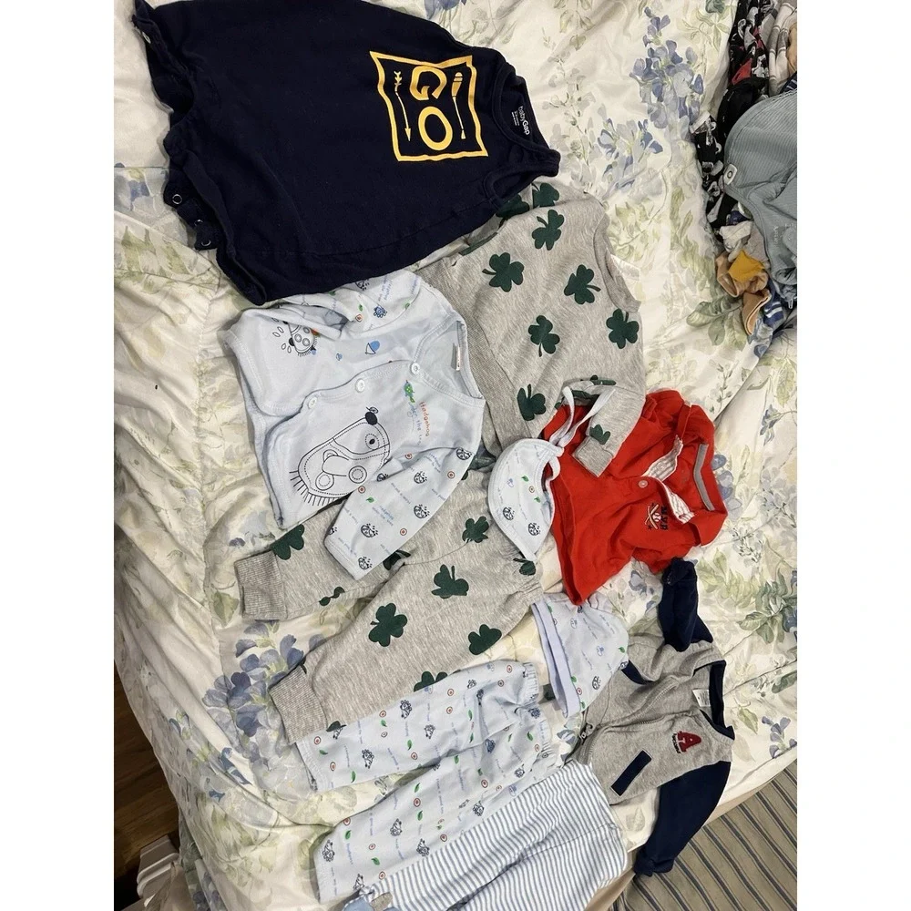 Lot Of 70 Baby Boy Clothes Sizes 0-3 Months